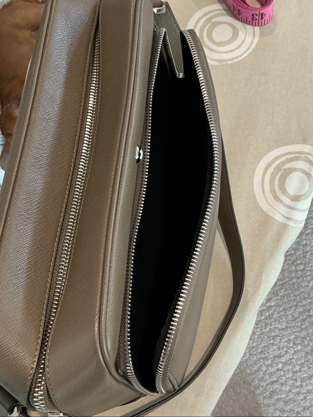 Mont Blanc Taupe Brown Satorial Leather Messenger Bag - Picture 2 of 14